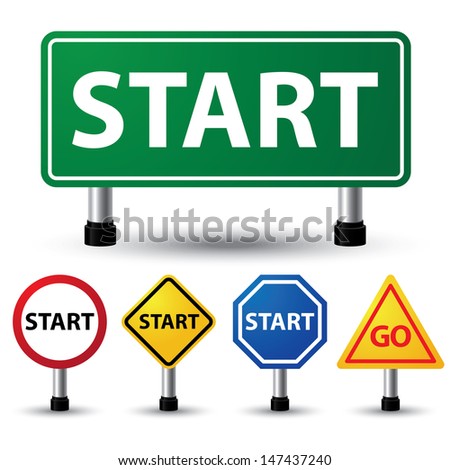 vector illustration of start sign on white background