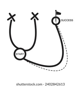 vector illustration of Start vs Success Icons