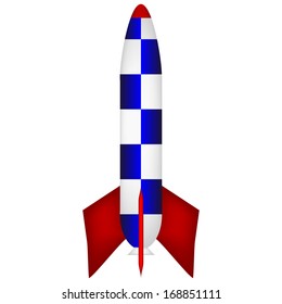 Vector illustration of a starting rocket on white background.