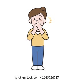 vector illustration of a startled woman