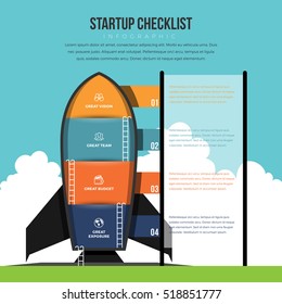 Vector illustration of startup checklist infographic design element.