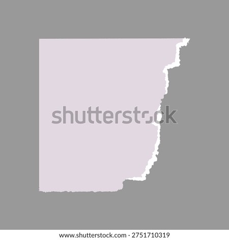 Vector illustration of the state of Arkansas in light purple on a gray background, showcasing its distinct geographical outline.