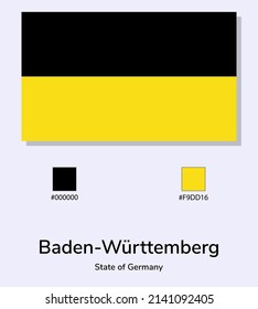 Vector Illustration of Baden-Württemberg State of Germany flag isolated on light blue background. As close as possible to the original. ready to use, easy to edit. 
