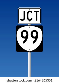 Vector illustration of the State Highway road sign on metallic post