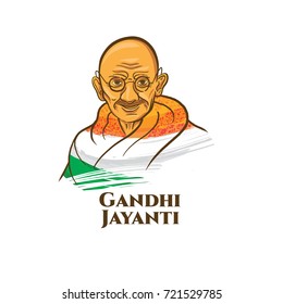 vector illustration. state holiday of the Republic of India Mahatma Gandhi's birthday on October 2. Gandhi jayanti. stylishly painted portrait with elements of an Indian flag