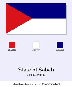 Ilustración vectorial del Estado de Sabah (1982-1988), aislada en fondo azul claro. Lo más cerca posible del original. listo para usar, fácil de editar. 
