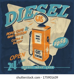 Vector illustration.gas station and cafe sign.