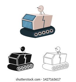 Vector illustration of station and moon logo. Set of station and robot stock symbol for web.