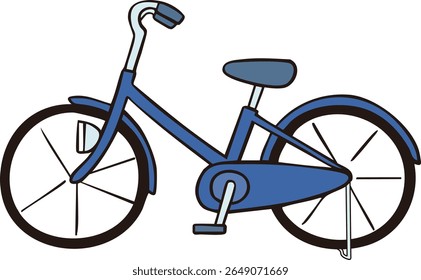 Vector illustration of a stationary blue bicycle seen from the side