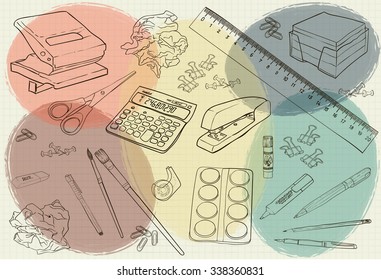 vector illustration stationery with colored spots