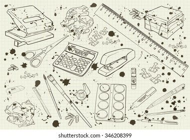 vector illustration stationery monochrome with splashes