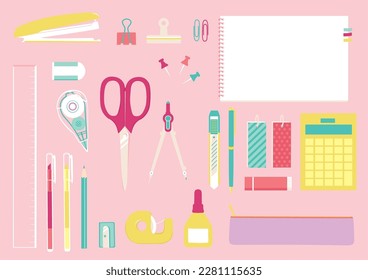 Vector illustration of stationery set.
