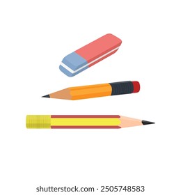 Vector illustration of stationery supplies. Notebook, notepad, calculator, ruler, school accessories, items. Sketchbook, note book, diary, stationary tools composition. Cartoon flat back to school