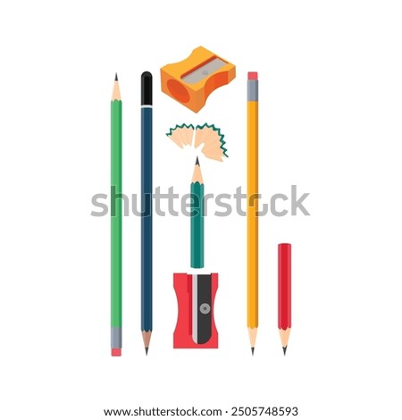 Vector illustration of stationery supplies. Notebook, notepad, calculator, ruler, school accessories, items. Sketchbook, note book, diary, stationary tools composition. Cartoon flat back to school