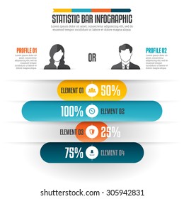 Vector illustration of statistic bar infographic design element.