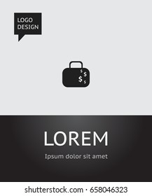Vector Illustration Of Statistic Symbol On Currency Suitcase Icon. Premium Quality Isolated Cash Briefcase Element In Trendy Flat Style.