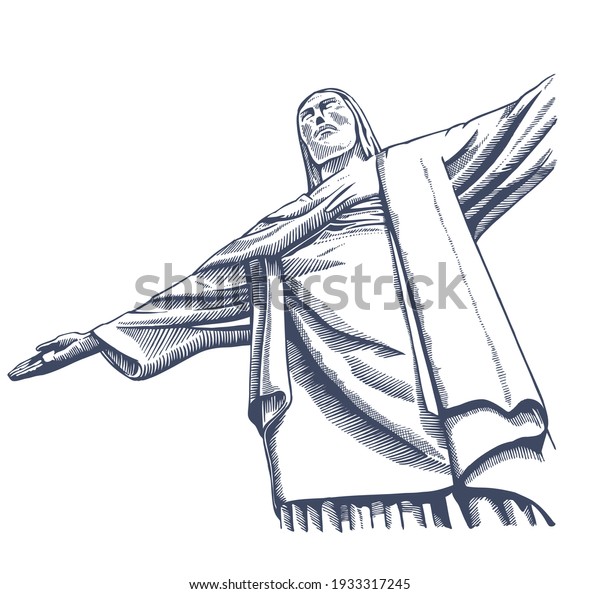 Vector Illustration Statue Christ Redeemer Located Stock Vector Royalty Free