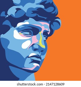 Vector illustration. Statue David by Michelangelo