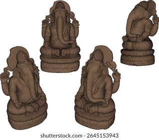 vector illustration of statue design of god ganesha for worship