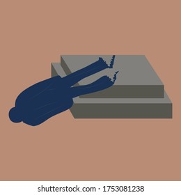Vector illustration of statue fallen from base represent statue being pulled down or damaged with space for runaround or wraparound text 