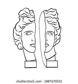 Vector illustration of statue of Greek god, Apollo