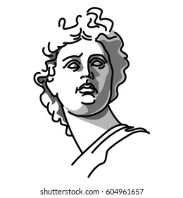 Vector Illustration Of Statue Of Greek God, Apollo