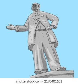 Vector Illustration Statue Leader Concept