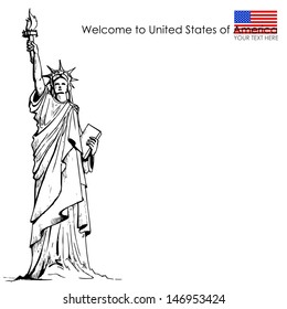 vector illustration of statue of liberty against white background