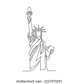 Vector illustration of the Statue Of Liberty drawn in line art style