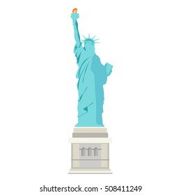 Vector illustration  statue of Liberty in New York City isolated on white background. NYC landmark. American symbol.