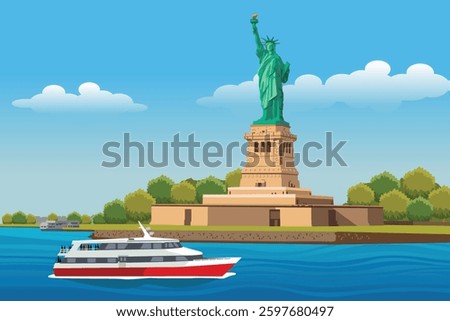 A vector illustration of Statue of Liberty in New York 