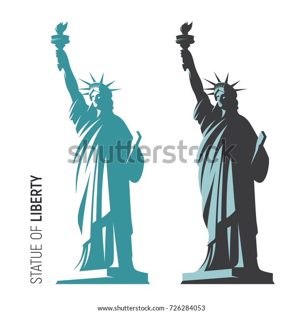 ニューヨーク市の自由の女神のベクターイラスト シンボル エンブレム ラベル ロゴデザイン のベクター画像素材 ロイヤリティフリー