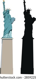 Vector illustration of Statue of Liberty in Paris - smaller sister of famous New York statue