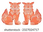 Vector illustration of a statue of Okinawan Shisa, a demon repellent
