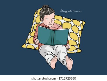 Vector Illustration of Stay at Home concept, Stay Home, Stay Safe, New Normal, New way of life