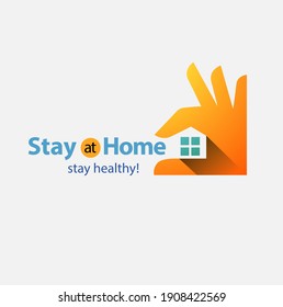 Vector illustration, stay at home, stay healthy.