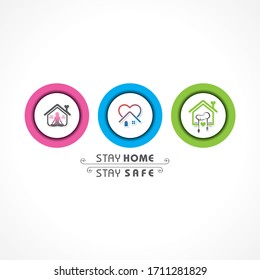 Vector Illustration for Stay Home, Stay Safe , Do Yoga and Cook Food Concept