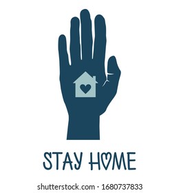 Ilustración vectorial "Stay Home". Permanezca en casa para detener los brotes y prevenir la propagación de virus.