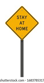 Vector illustration of the Stay at home yellow road sign