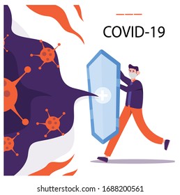 Vector illustration stay safe and defense covid-19 corona virus concept