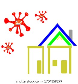 vector illustration of staying at home to guard against corona virus