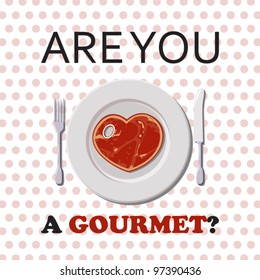 Vector illustration with steak-heart.