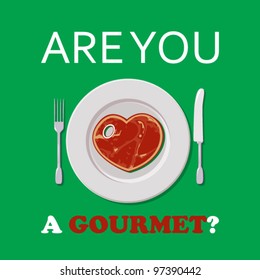 Vector illustration with steak-heart.