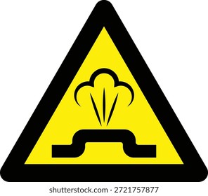 Ilustración vectorial de una señal de advertencia de Autorización de vapor o presión dentro de un símbolo de peligro triangular amarillo, que indica vapor caliente, sistemas presurizados o riesgo de seguridad industrial.