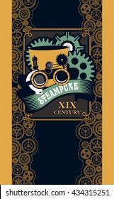 Vector illustration steam punk mechanical engineering vintage inventor hat with goggles