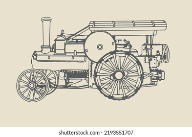 
Vector illustration - Steam tractor - Fowler