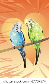 Vector illustration of steam of tropical parrots