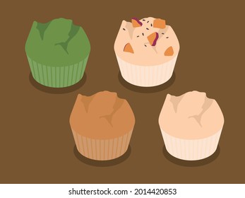 vector illustration of steamed bread in various flavors