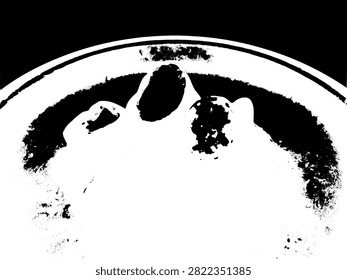 Vector illustration of steamed sweet potatoes on a plate in high contrast white background stencil silhouette. Traditional Asian food graphic.