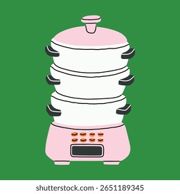 Ilustração vetorial de um vapor.
ideal para ilustrar aparelhos de cozinha, receitas, tutoriais de culinária ou descrições de produtos em plataformas digitais, catálogos e campanhas de publicidade.